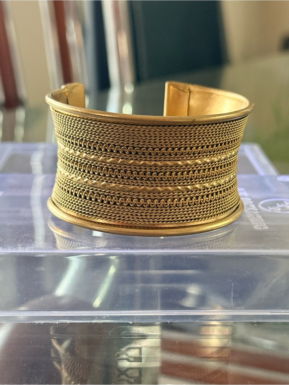 Gold Braided Metal Cuff Bracelet - Women Accessories